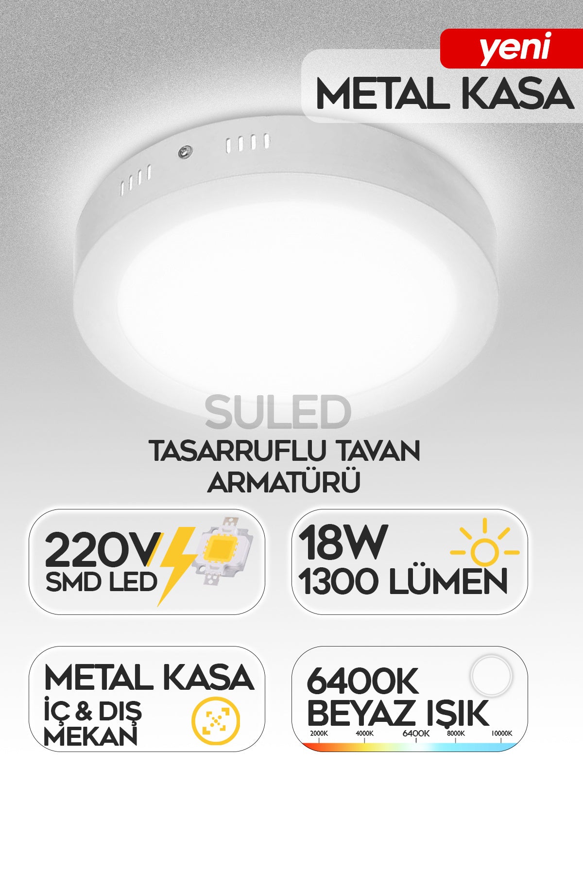 Sl-1029 Sıva Üstü Beyaz Led Armatür Tasarruflu Tavan Armatürü 220v Smd Led Işık Lamba