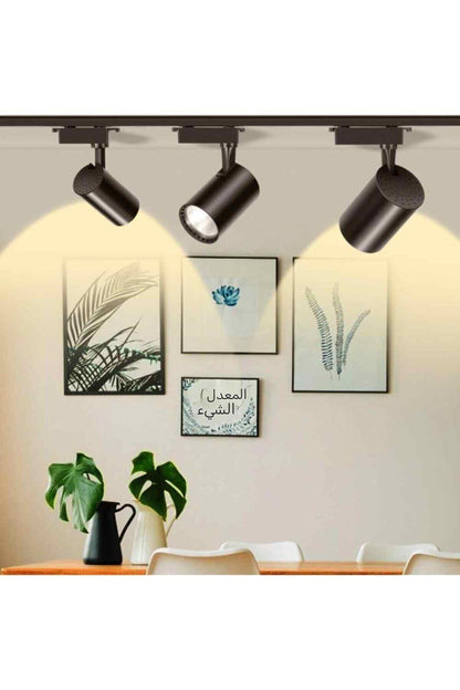 Sl-1022 Siyah Kasa Günışığı 30w 3 Adet 360 Dönen Ray Spot Lamba 1 Metre Raylı Armatür