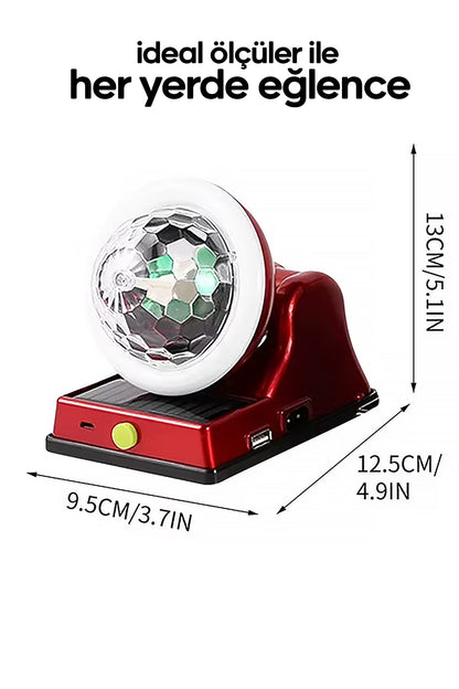 Disko Işıkları İç ve Dış Mekan Taşınabilir USB - Solar Panelli 220V Eğlence Işıkları