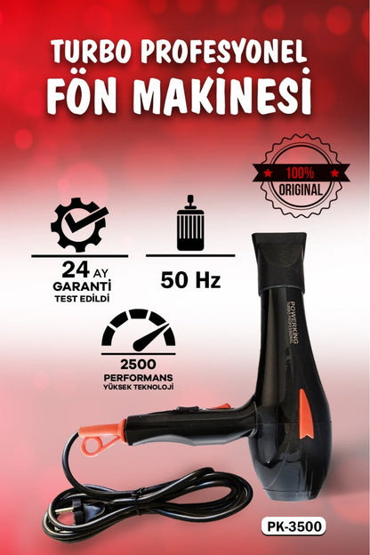 2500W Profesyonel Turbo Fön Makinası Saç Düzleştirici Şekillendirici Saç Kurutma Makinası