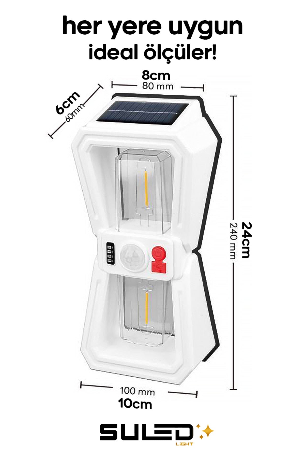 Sensörlü 2 Led Solar Panelli Pilli Otomatik Bahçe Aydınlatması Duvar Led Işık