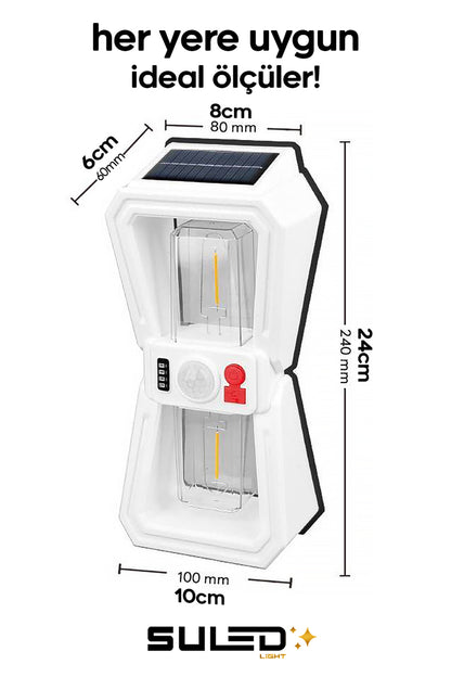 Sensörlü 2 Led Solar Panelli Pilli Otomatik Bahçe Aydınlatması Duvar Led Işık