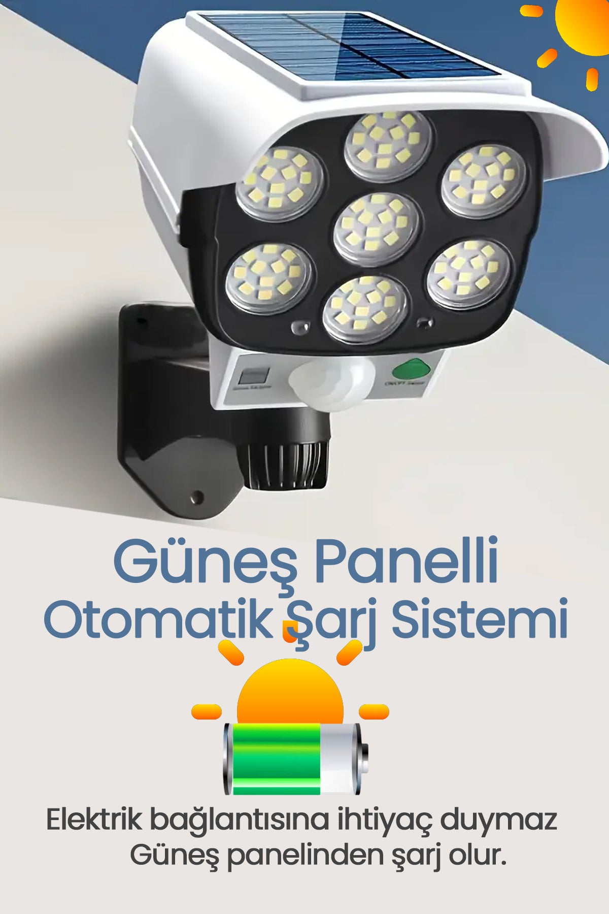 Solar Bahçe Aydınlatması Kumandalı Otomatik Sensörlü Kamera Görünümlü Led Dış Mekan Aydınlatma