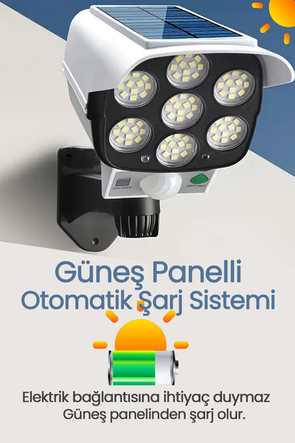 Solar Bahçe Aydınlatması Kumandalı Otomatik Sensörlü Kamera Görünümlü Led Dış Mekan Aydınlatma