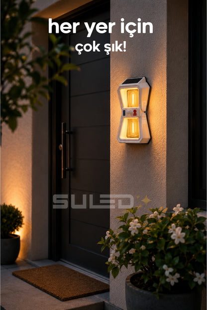 Sensörlü 4 Led Solar Panelli Pilli Otomatik Bahçe Aydınlatması Duvar Led Işık