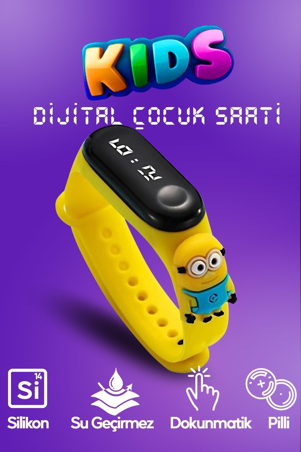 Akıllı Çocuk Kol Saati Güvenli Led Su Geçirmez Silikon Dokunmatik Süper Kahraman Figürlü