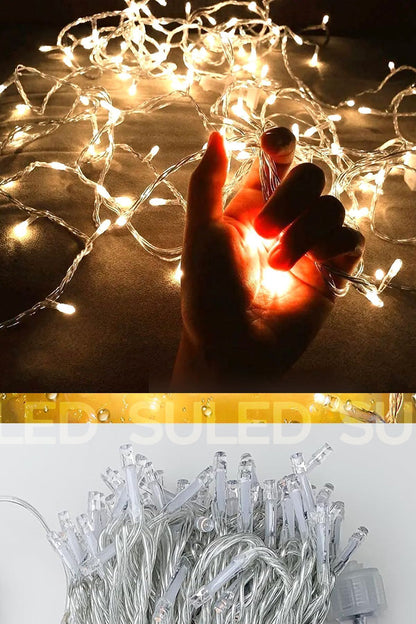 Sarı Led Işık Sarkıt Efekt Modlu 4 Metre Power Led 16 Saçak Süsleme 220v Fişli
