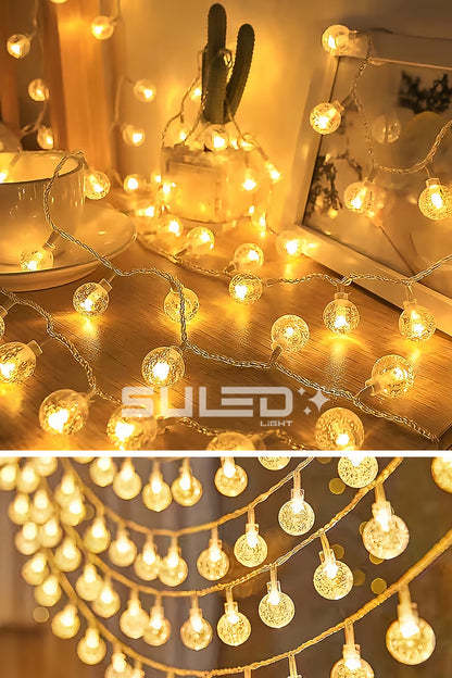 3 Metre 10 Kristal Top Ledli 220V Fişli Led Işık - Dekoratif Süsleme Işığı İç ve Dış Mekan Led Süs