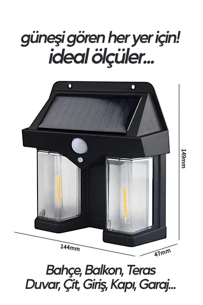 Sensörlü Solar Panelli 3 Modlu Pilli Otomatik Bahçe Aydınlatması Duvar Led Işık