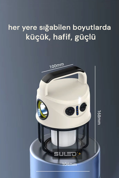 Light Pro2 Işıldak Profesyonel Kamp Lambası ve Fener Şarjlı USB Powerbank Özellikli