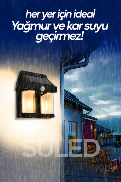 Sensörlü Solar Panelli 3 Modlu Pilli Otomatik Bahçe Aydınlatması Duvar Led Işık