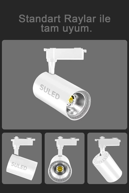 Ray Spot Işık Beyaz Kasa - Beyaz Işık 360/90 Dönebilen 30W Ray Spotu Led Işık Pro 220V