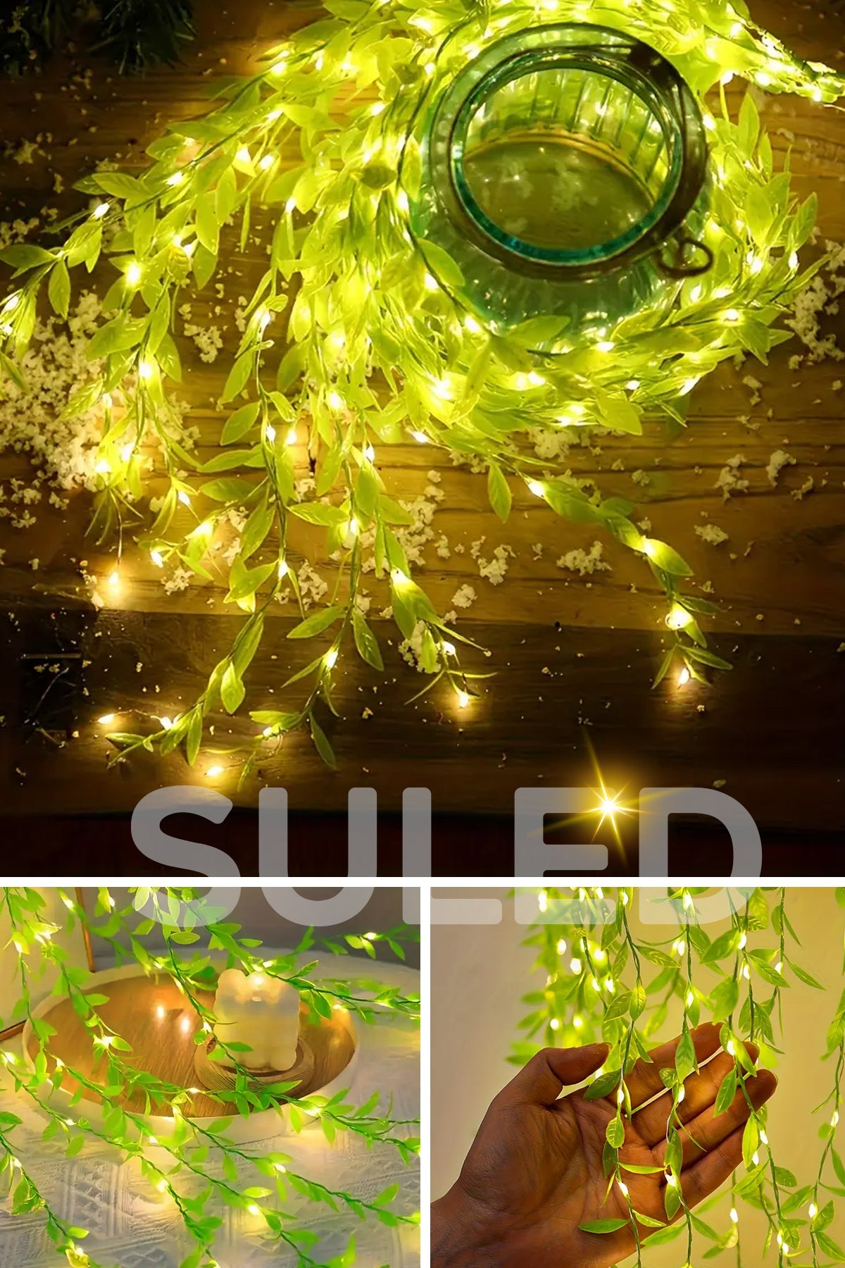 Dekoratif Yapraklı Led Işık 3x1 Metre 180 Led 220V Fişli 3 Modlu Ambiyans Aydınlatma Süs & Dekor Led
