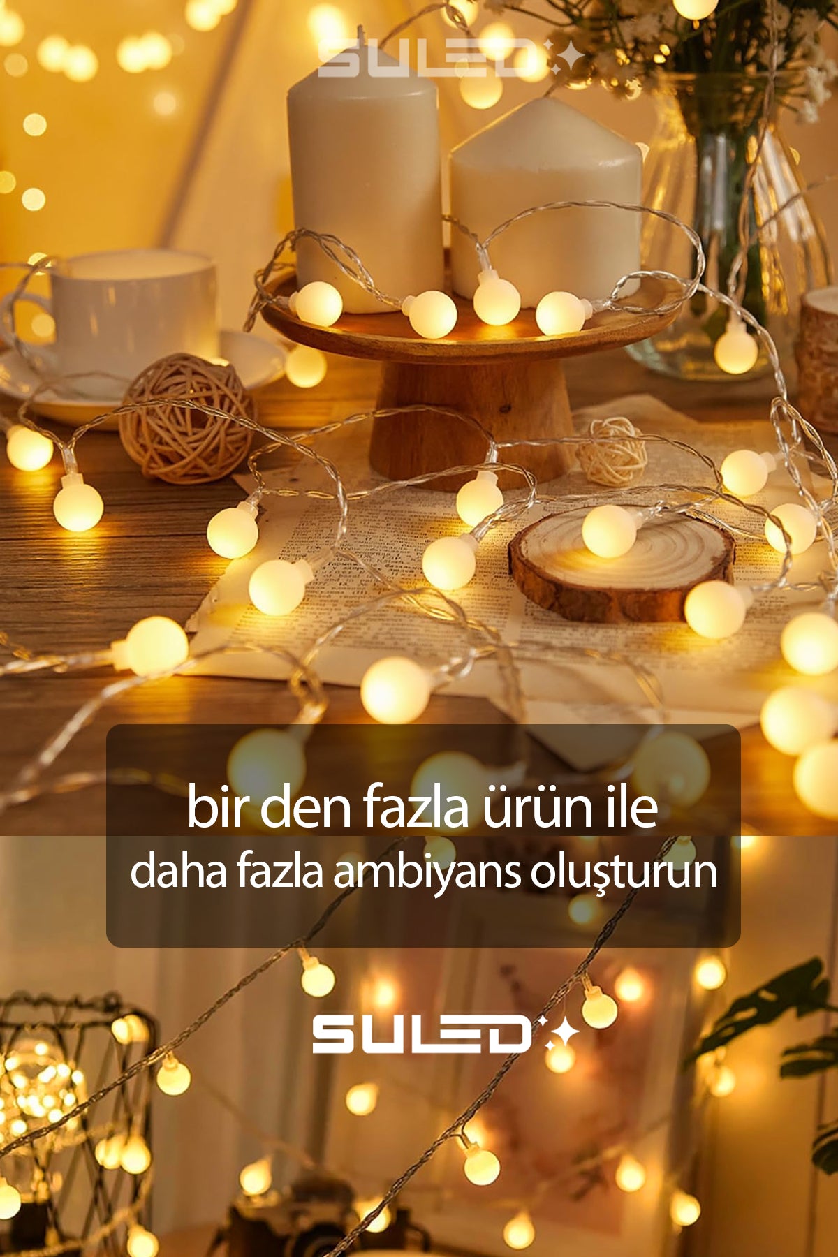Preoo 2 Metre 10'lu Dekoratif Led Top Işıklar Pilli Ambiyans Işıkları Oda Bahçe ve Dekor