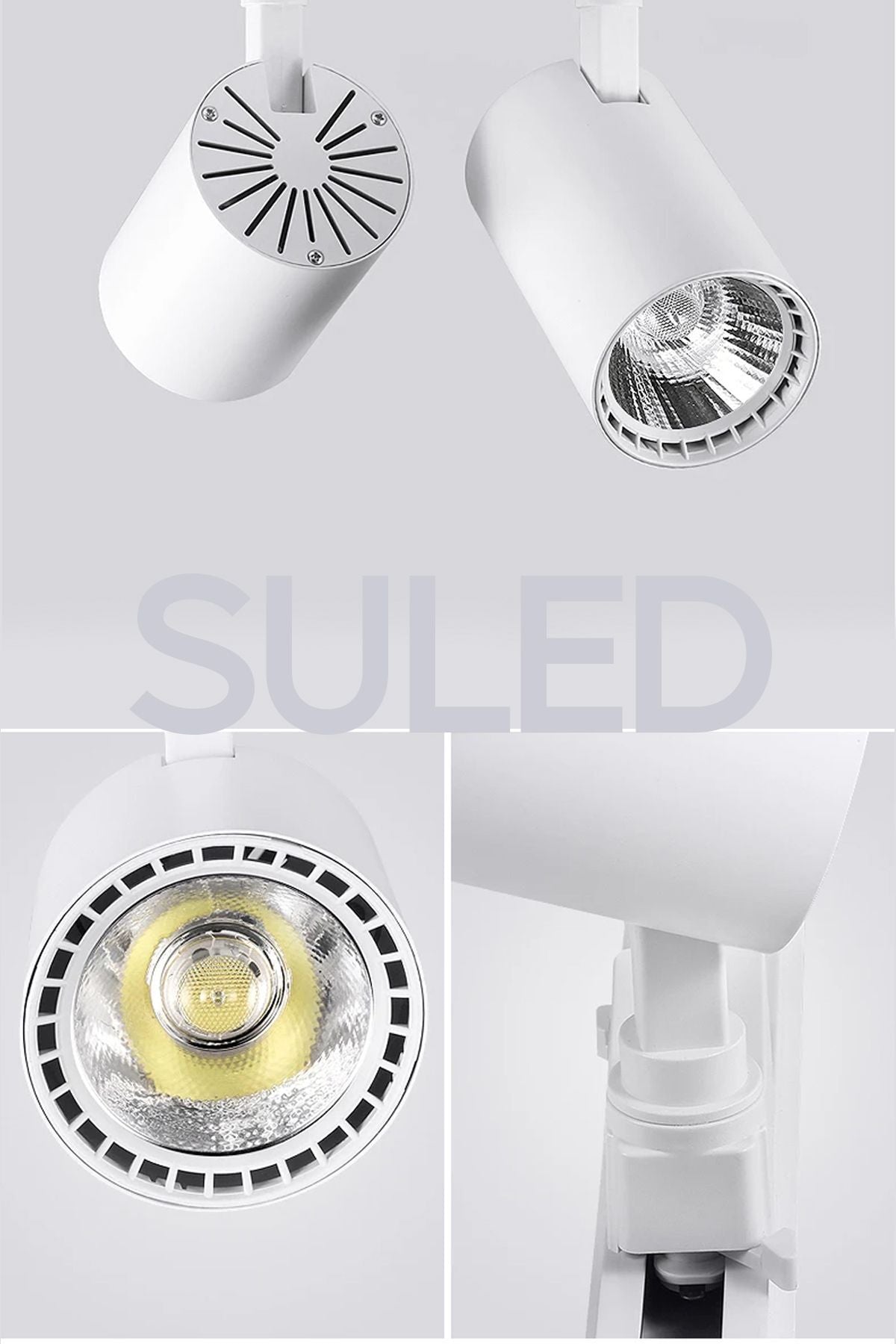 Spot Işık 3'lü Set Beyaz Led Işıklı Beyaz Kasa 30w 1 Metre Raylı 3 Adet Ray Spot Lamba Armatür