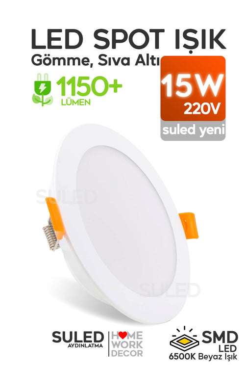 15w Spot Led Lamba Gömme Spot Işık 1350lm Beyaz Işık Tasarruflu Tavan Dolap Ev & Iş Yeri