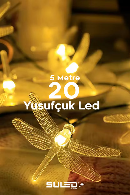 Yusufçuk Led Işıklar 5 Metre Solar Enerjili Bahçe Aydınlatması Led Işık Gün Işığı Dekoratif Led