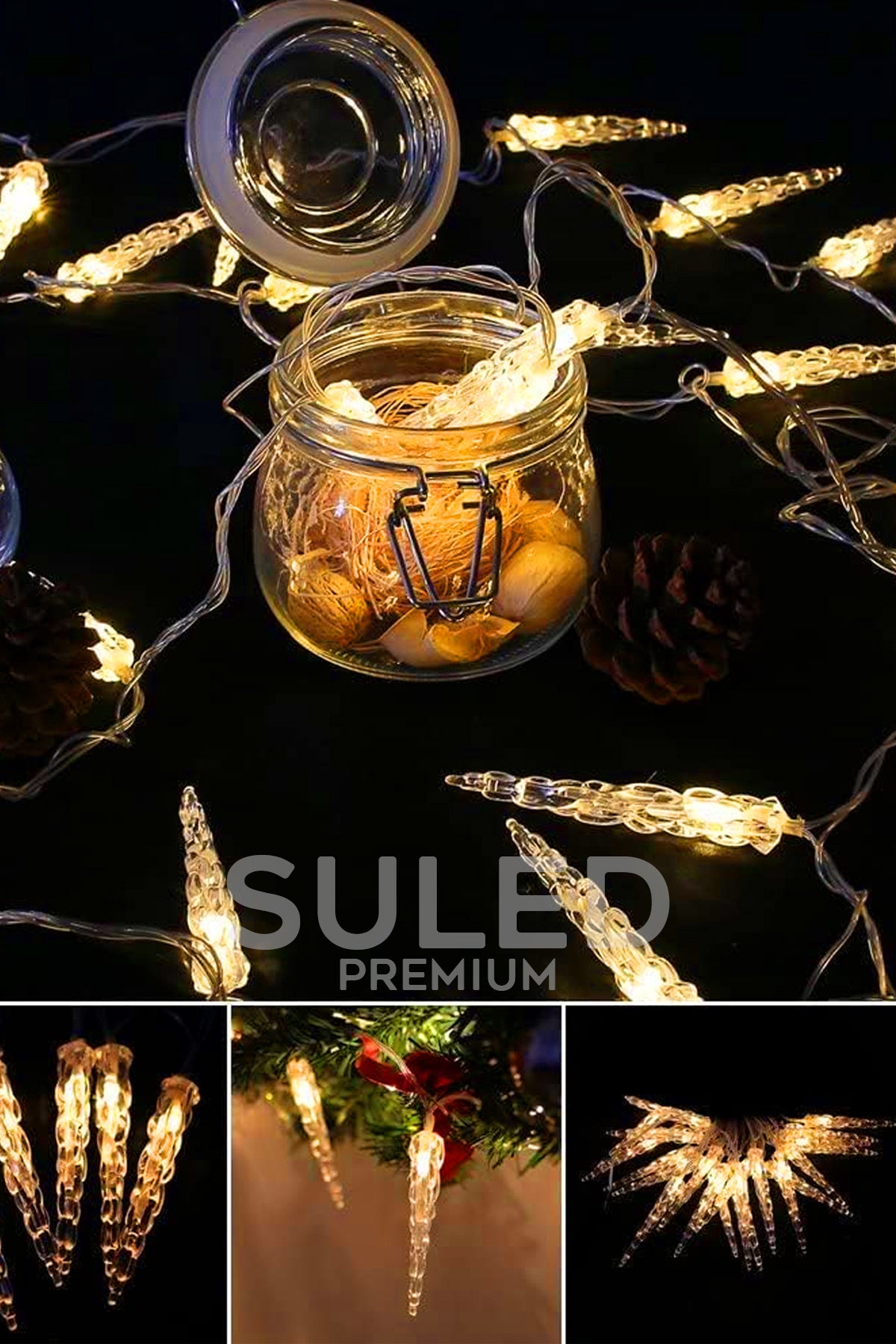 Buz Sarkıt Led Süsleme Işığı 4 Metre 20 Led 220V Fişli Dekoratif Aydınlatma Süs Tak Çalıştır