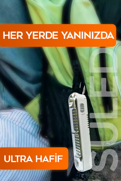 Acil Durum Led & Kamp Lambası Güneş Şarjlı Işıldak 2 Kademeli Aydınlatma Tamir Ev Kamp El Feneri