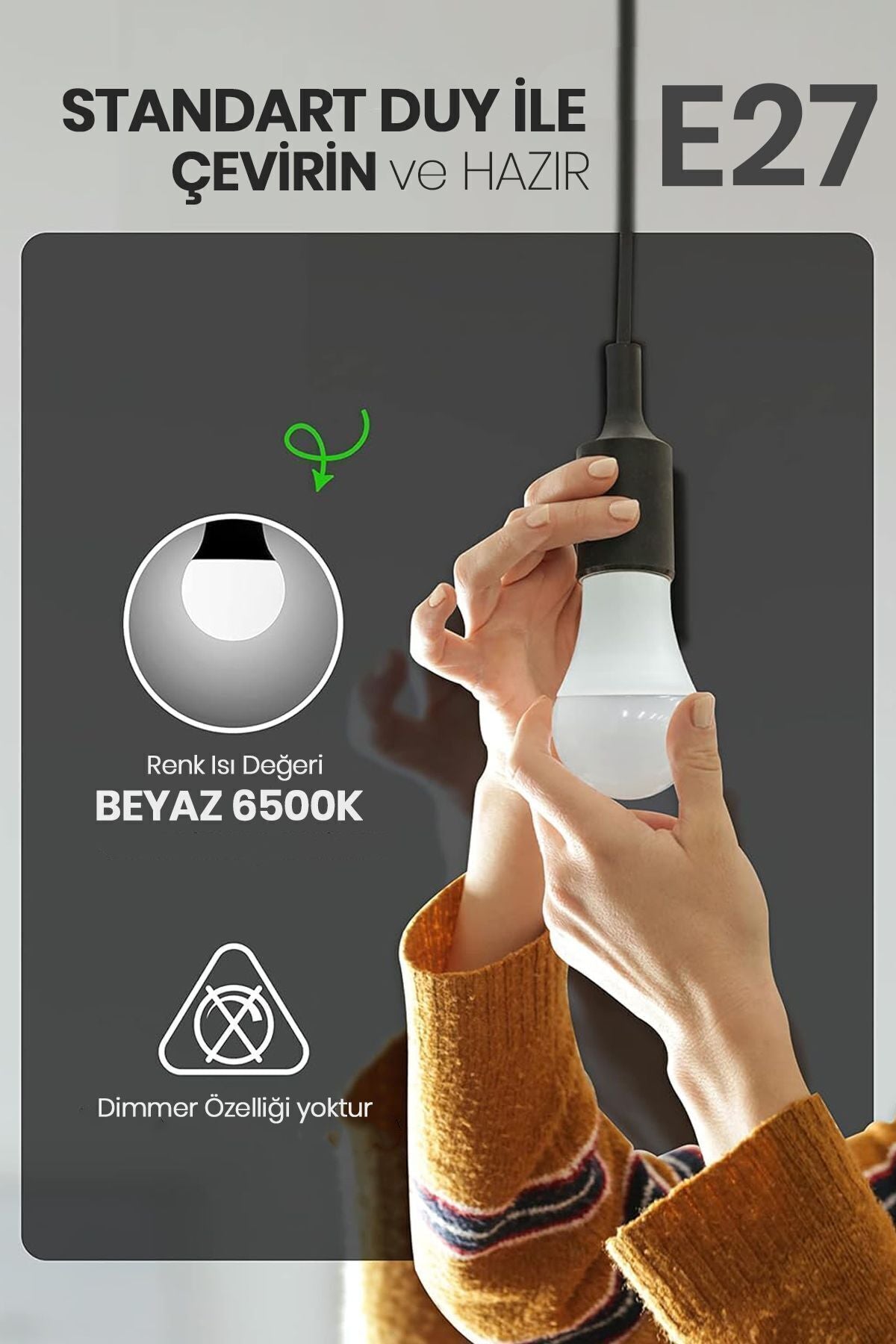 Tasarruflu Led Ampül 3'lü Set 15w Yüksek Lümen Gücü Smd Led Beyaz Işık 6500k E27 Standart Lamba