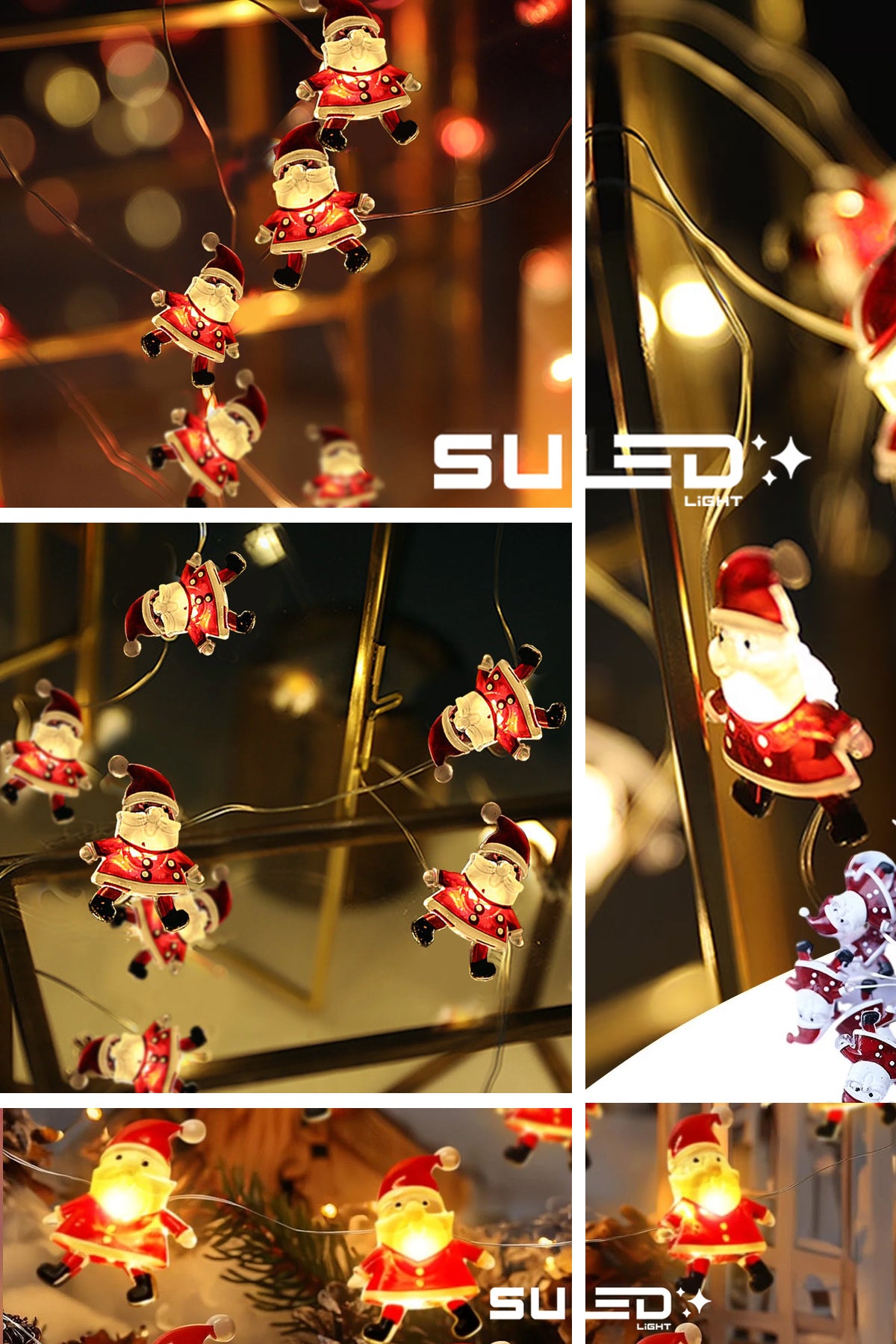 Noel Baba Figürlü Ledler 2 Metre Pilli Süsleme Ledi 20 Led 3D Oda Ağaç Dekoratif Süsleme Ledi