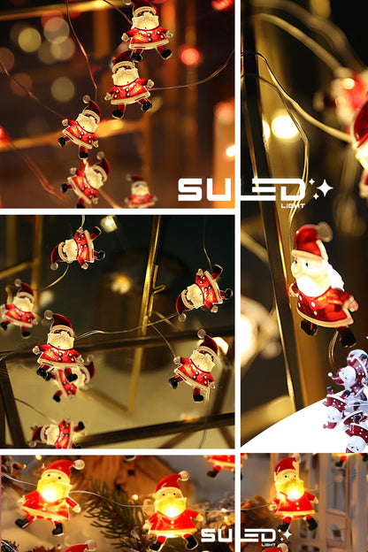 Noel Baba Figürlü Ledler 2 Metre Pilli Süsleme Ledi 20 Led 3D Oda Ağaç Dekoratif Süsleme Ledi
