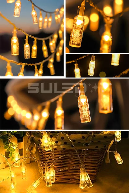 20 Led Şişe Figürlü Işık Dizisi 5 Metre 220V Fişli Dekor ve Süsleme Işığı Gün Işığı Rengi Led Işık
