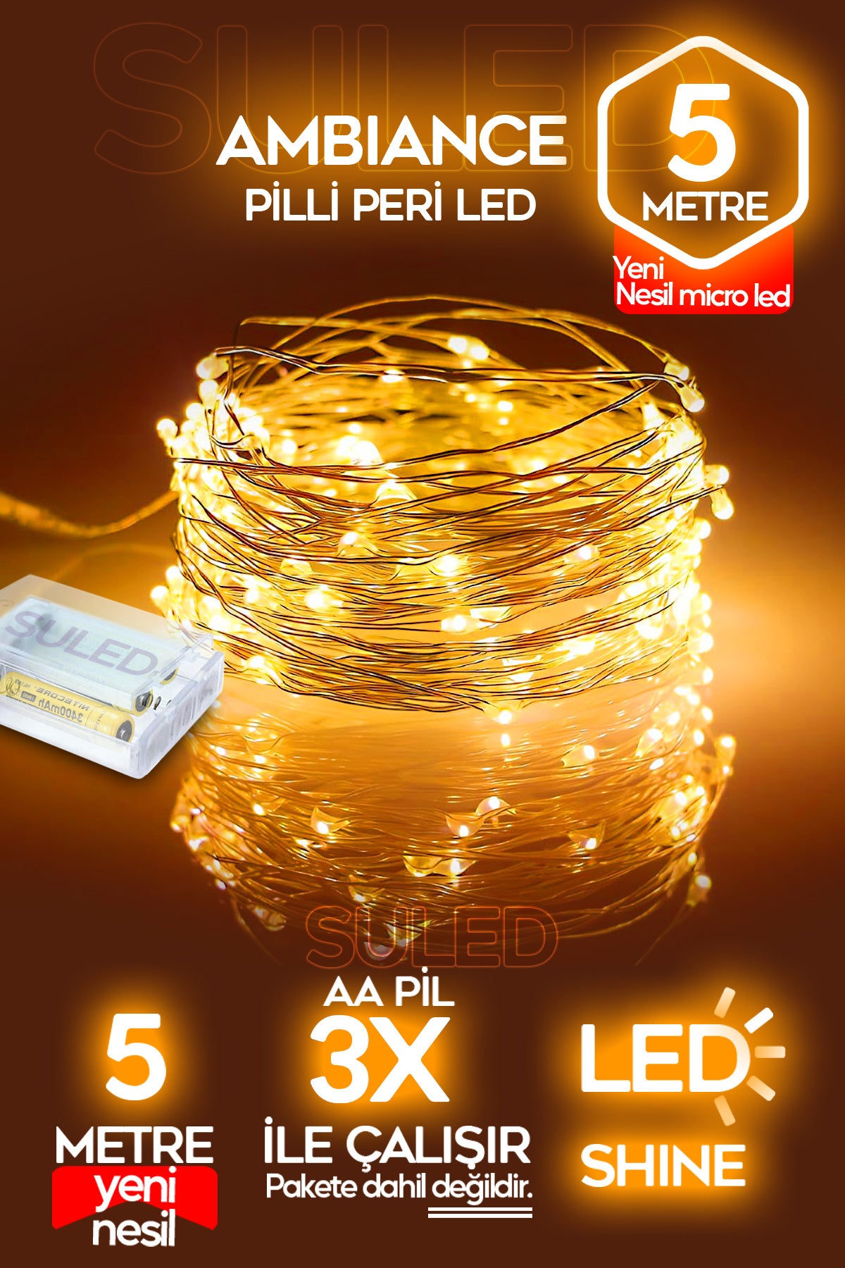Sl-1036 - 3 Metre Beyaz Peri Led, Dekor Işık Beyaz Dekoratif Lamba Yılbaşı Çam Ağacı Ev Süslemeli