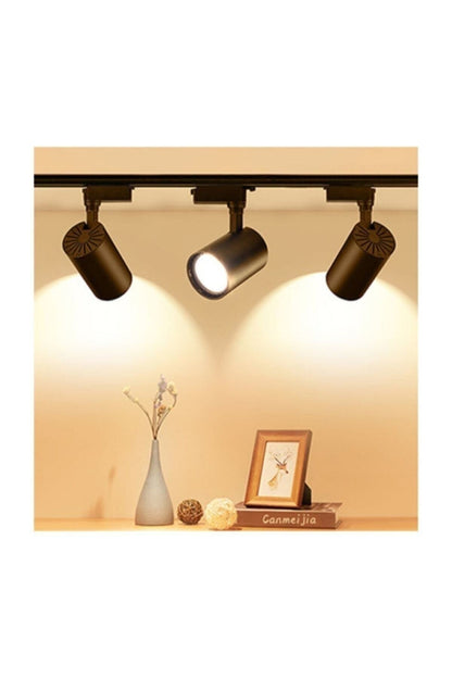 Sl-1027 3 Adet 30w Ray Spot Vitrin Mağaza Armatürü 1 Metre Raylı Siyah Kasa Günışığı Renk Ray Spot