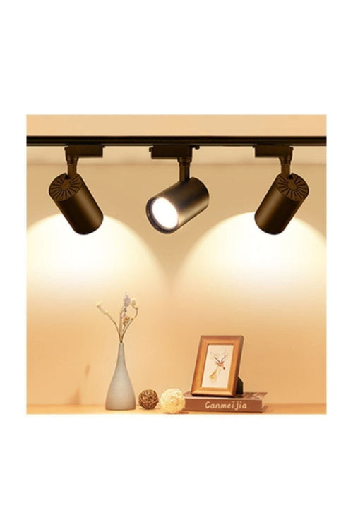 Sl-1027 3 Adet 30w Ray Spot Vitrin Mağaza Armatürü 1 Metre Raylı Siyah Kasa Günışığı Renk Ray Spot