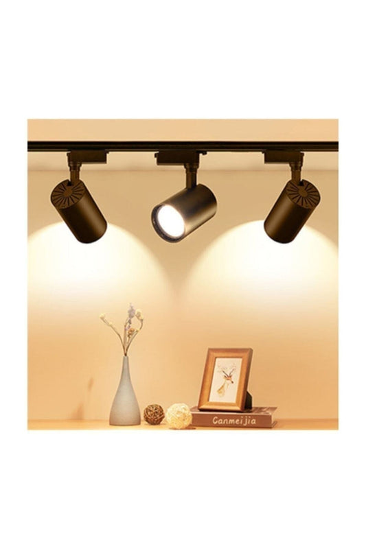 Sl-1027 3 Adet 30w Ray Spot Vitrin Mağaza Armatürü 1 Metre Raylı Siyah Kasa Günışığı Renk Ray Spot
