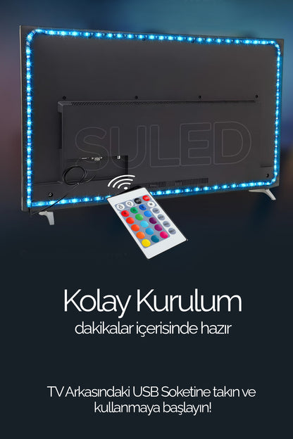 5 Metre USB TV Arkası & Dekoratif Ortam Ambiyans Aydınlatması Kumanda Kontrollü Tak Çalıştır