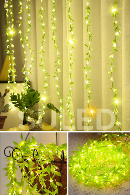 Dekoratif Yapraklı Led Işık 3x1 Metre 180 Led 220V Fişli 3 Modlu Ambiyans Aydınlatma Süs & Dekor Led