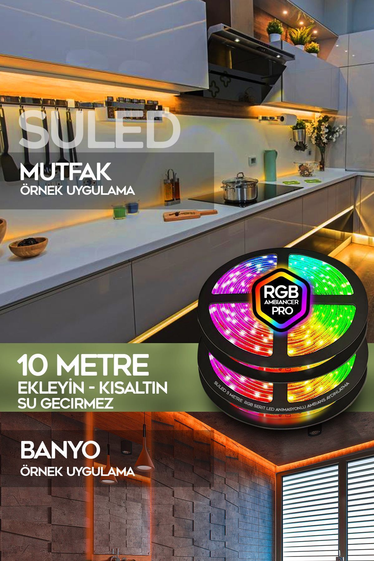 10 Metre Şerit Led 16 Mod Ambiyans Ortam Işığı Tak Çalıştır Kumandalı Trafolu Rgb Şerit Işık