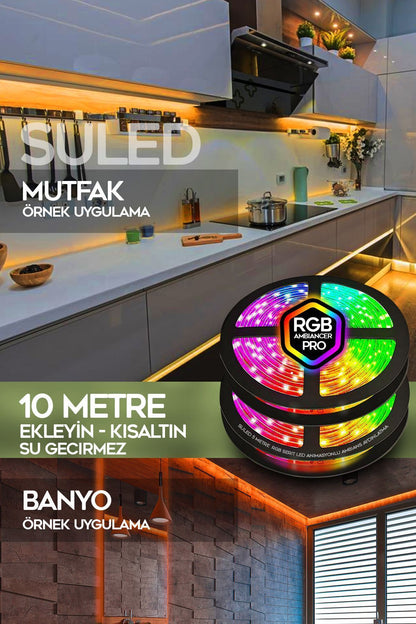 10 Metre Şerit Led 16 Mod Ambiyans Ortam Işığı Tak Çalıştır Kumandalı Trafolu Rgb Şerit Işık