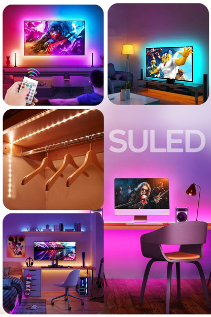5MT X 2'li Set RGB Duvar Tavan Şerit Led Işık Ambiyans & Sabit 16 Renk Kumandalı Yapışkanlı 10 Metre