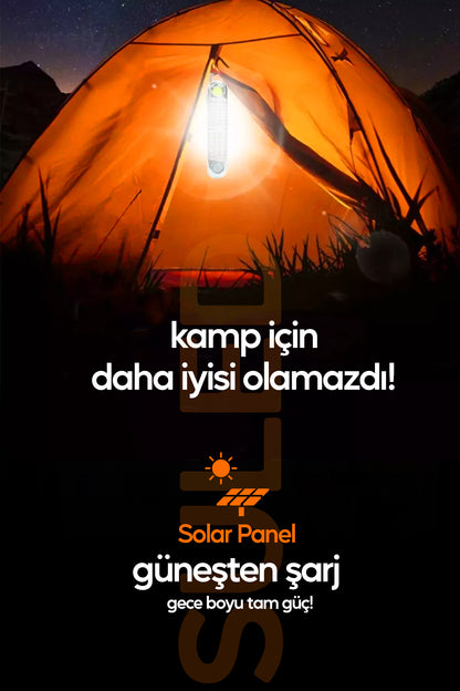 Acil Durum Led & Kamp Lambası Güneş Şarjlı Işıldak 2 Kademeli Aydınlatma Tamir Ev Kamp El Feneri