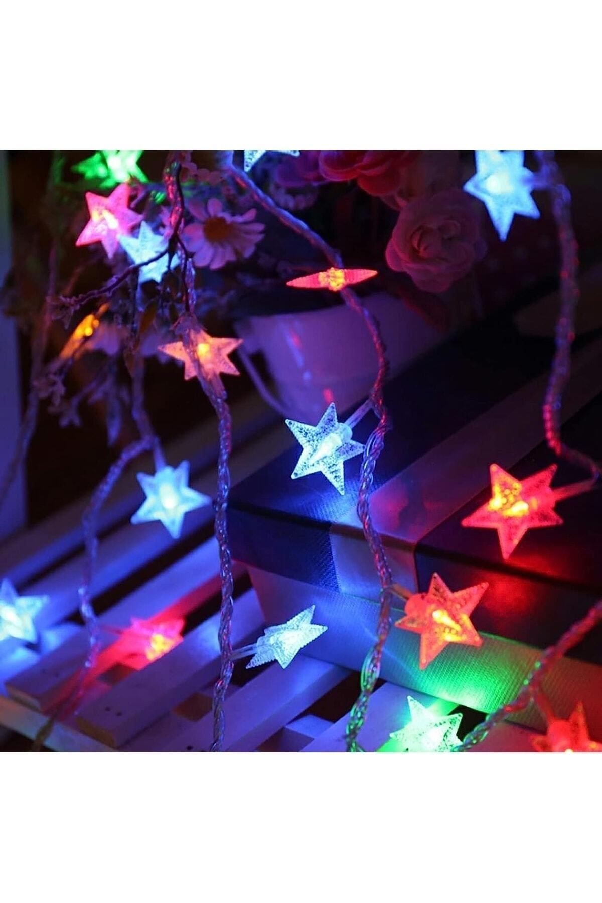 Fişli Rgb Yıldız Led 3 Mt 20 Led Dekoratif Yıldızlı Yılbaşı Cam Ağacı Yılbaşı Süs Led Işık Şerit Led