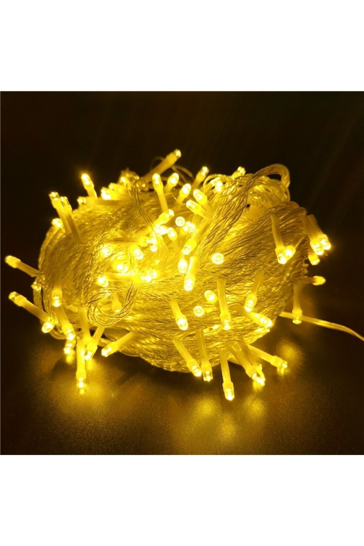 100led Fişli Pirinç Led 10 Mt Sarı 8 Modlu Şerit Led Dekor Lambası Animasyonlu Yılbaşı Ağacı Işığı