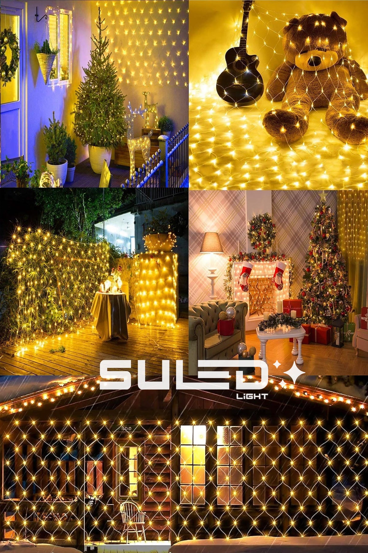 2X2 Metre Ağ Led Işık Gün Işığı 220V Fişli Dekoratif Led Işık İç & Dış Mekan Süsleme Parti Ambiyans