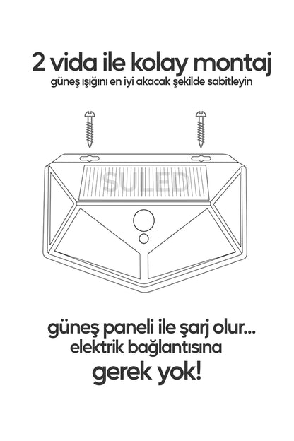 Profesyonel Sensörlü Bahçe Aydınlatma Lambası Solar Güneş Panelli Tam Otomatik 3 Modlu