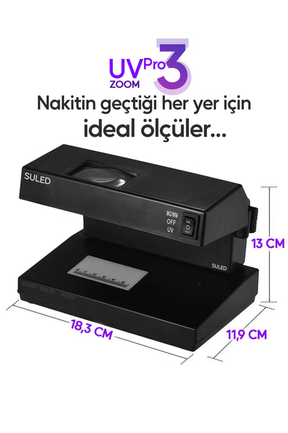 UV Pro3 Zoom Sahte Para Kontrol Cihazı Güçlü UV Mor Işık Profesyonel Sahte Para Dedektörü 220V
