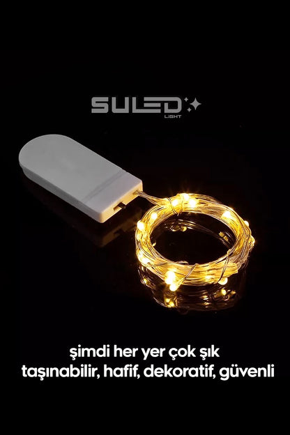 Peri Led 5 Metre Led Işık Sarı - Gün Işığı Rengi Pilli Dekoratif Ambiyans Ledleri