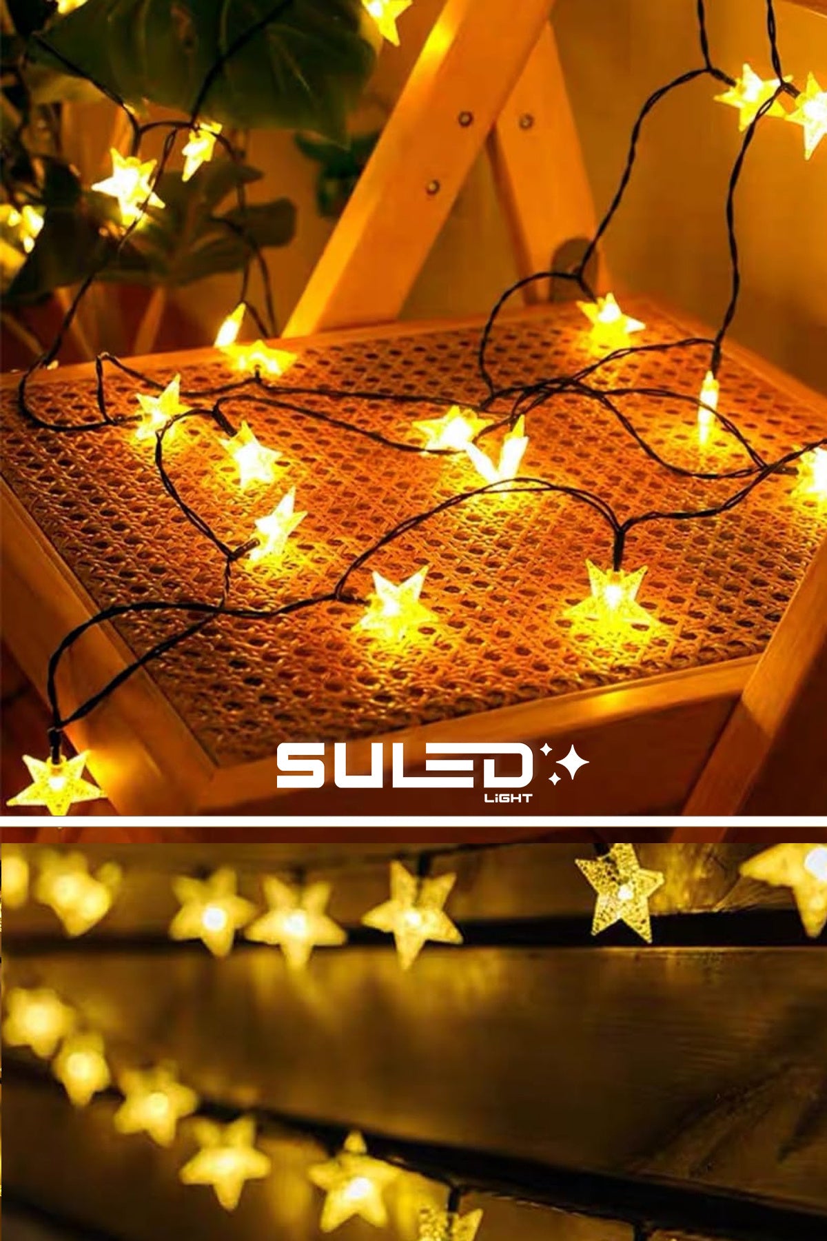 Yıldız Led 5 Metre Solar Enerjili Bahçe Aydınlatması Led Işık Gün Işığı Dekoratif İç & Dış Mekan