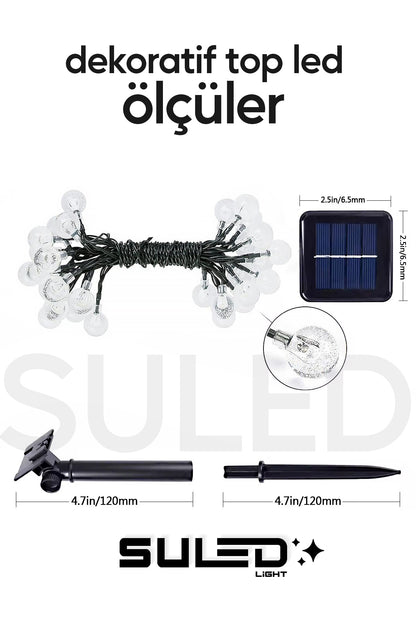 Kristal Toplar 5 Metre Solar Enerjili Bahçe Aydınlatması Led Işık Gün Işığı Dekoratif İç & Dış Mekan