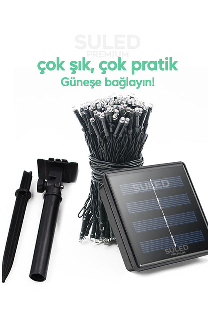10 Metre Solar Enerjili Dekoratif 100 Led Işık Bahçe Balkon ve Süsleme Ledleri