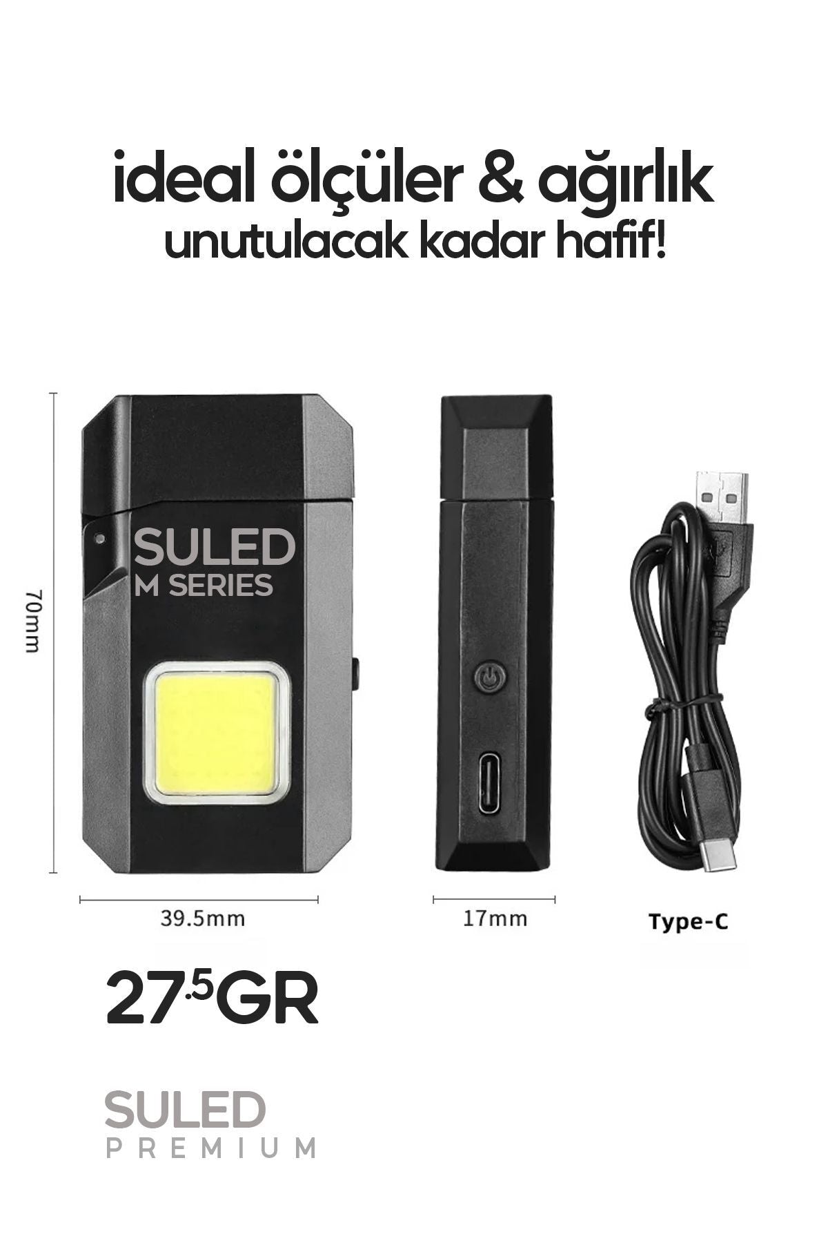 Şarjlı Çakmak USB Şarjlı LED Fener M Serisi Kamp Çakmağı COB Led CE Rüzgardan Etkilenmez