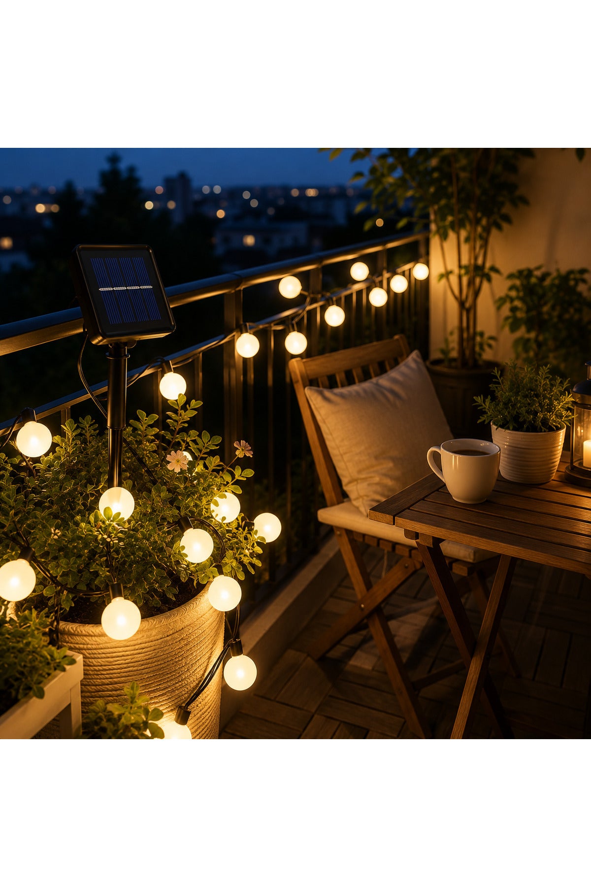 Dekoratif 7 Metre 50 Top Led Solar Balkon Teras Ağaç Bahçe Aydınlatması