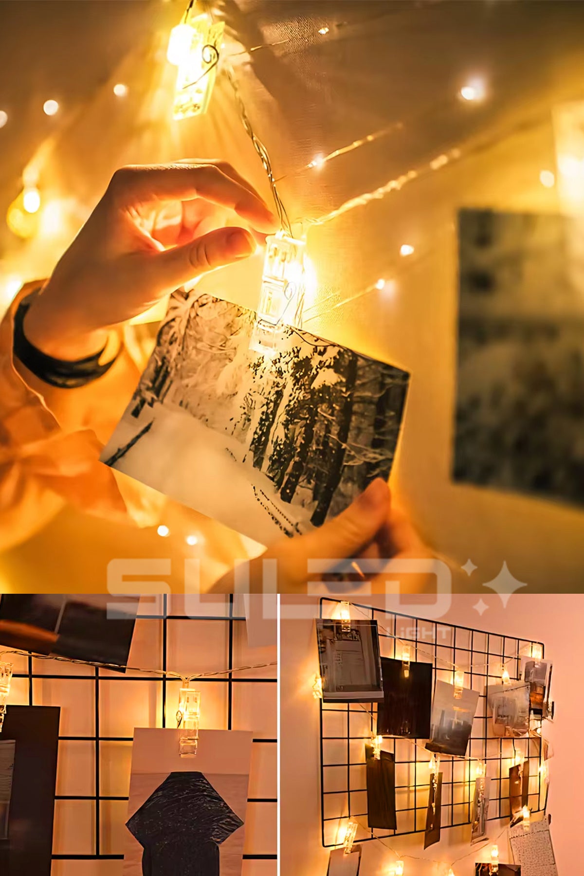 Kalpli Mandallı Led Işıklar 2,5 Metre 30 Led Mandal 220V 3D Dekoratif Fotoğraf Mandalı
