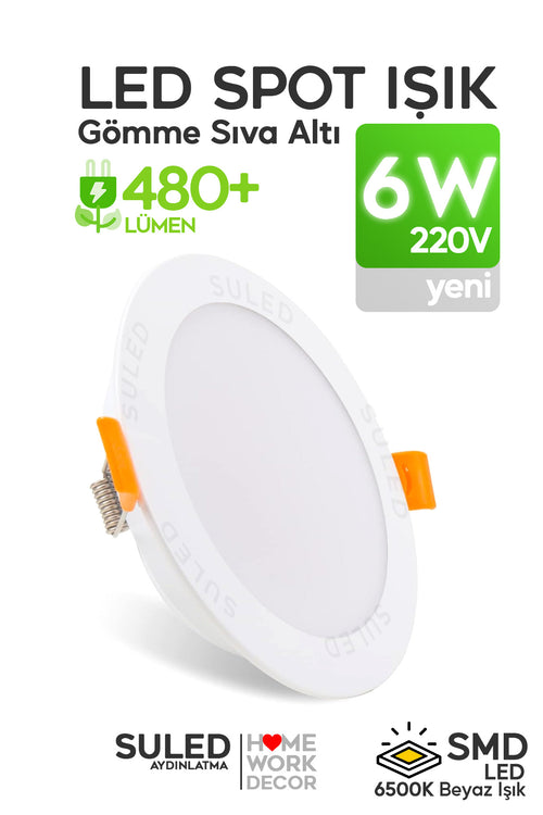 6w Spot Led Lamba Gömme Spot Işık 540lm Beyaz Işık Tasarruflu Tavan Dolap Ev & Iş Yeri